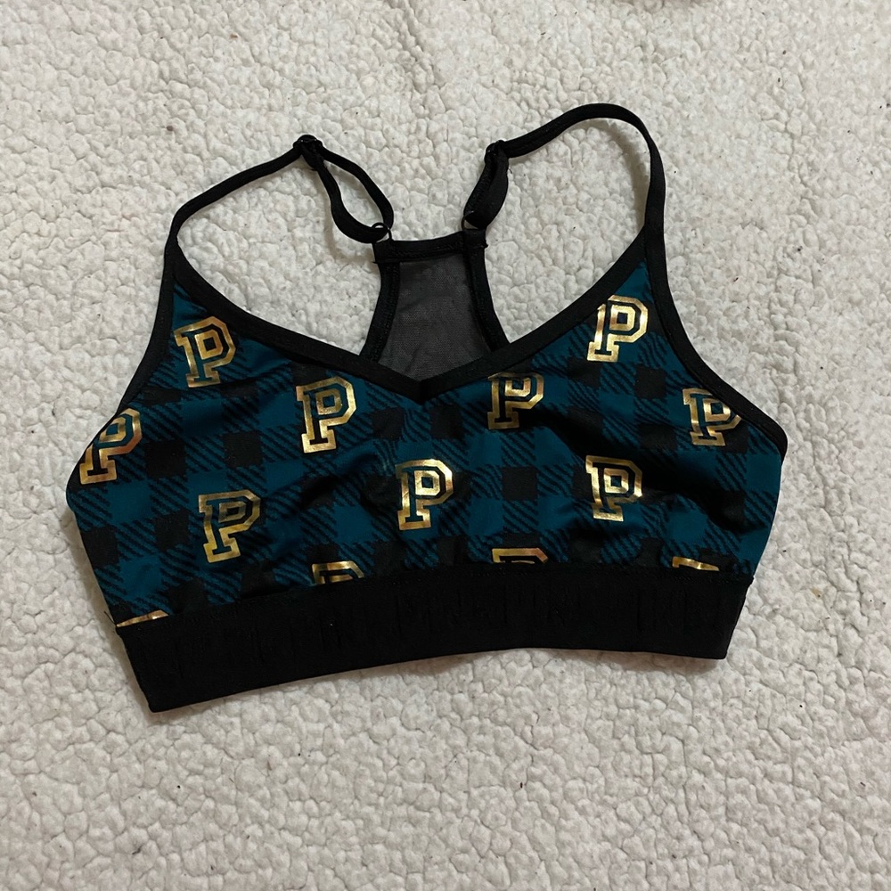 VS PINK Mesh Black&Blue Sports Bra (Unpadded)
